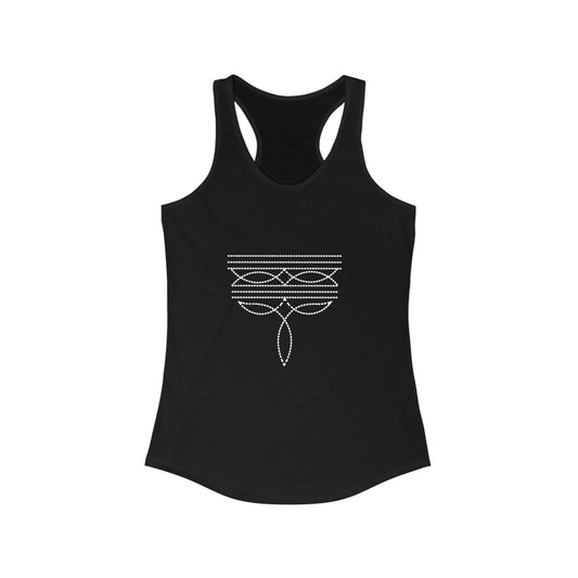 Racerback Tank with Western Cow Skull Design